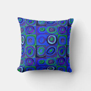 Kandinsky Farbstudie Blue Quadrate Square Circle Cushion