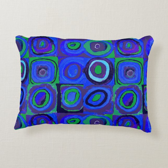 Kandinsky Farbstudie Blue Quadrate Square Circle  Decorative Cushion (Back)