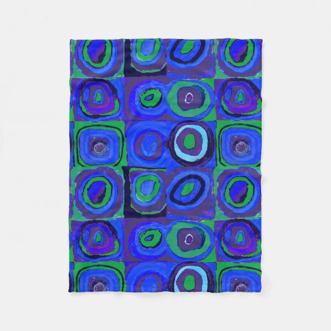Kandinsky Farbstudie Blue Quadrate Square Circle  Fleece Blanket (Front)