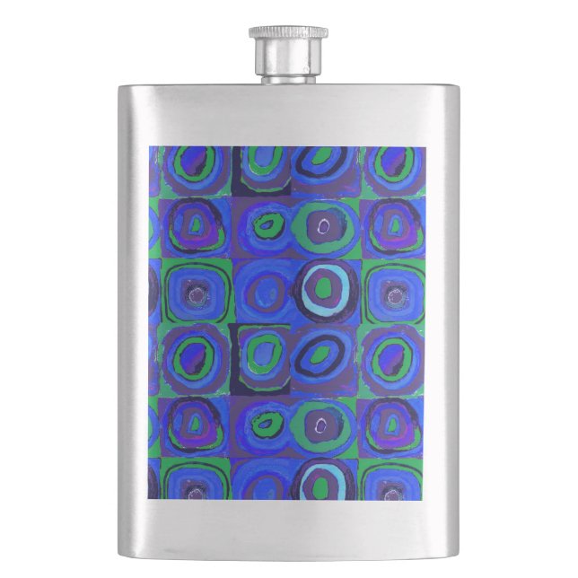 Kandinsky Farbstudie Blue Quadrate Square Circle  Hip Flask (Front)