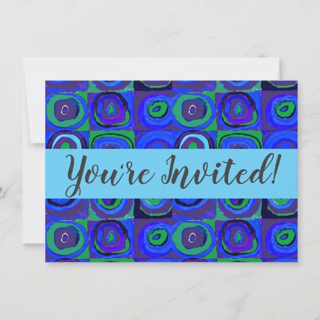 Kandinsky Farbstudie Blue Quadrate Square Circle  Invitation (Front)