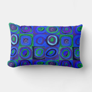 Kandinsky Farbstudie Blue Quadrate Square Circle  Lumbar Cushion