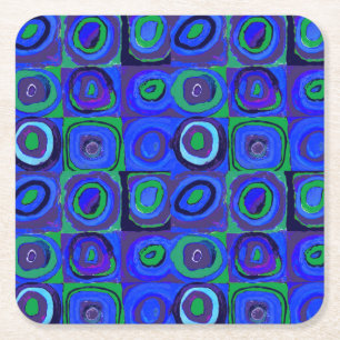 Kandinsky Farbstudie Blue Quadrate Square Circle  Paper Coaster