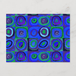 Kandinsky Farbstudie Blue Quadrate Square Circle Postcard
