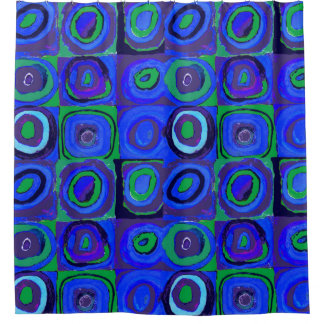 Kandinsky Farbstudie Blue Quadrate Square Circle  Shower Curtain
