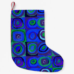 Kandinsky Farbstudie Blue Quadrate Square Circle  Small Christmas Stocking