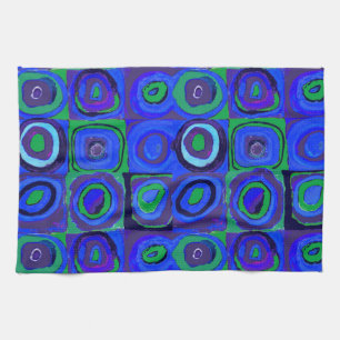 Kandinsky Farbstudie Blue Quadrate Square Circle  Tea Towel