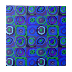 Kandinsky Farbstudie Blue Quadrate Square Circle  Tile