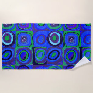 Kandinsky Farbstudie Quadrate Blue Squares  Beach Towel
