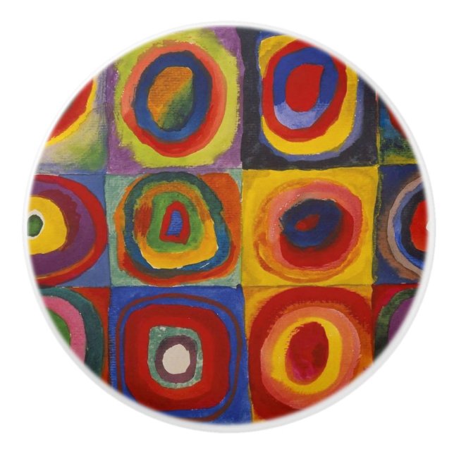 Kandinsky Farbstudie Quadrate Colourful Squares Ceramic Knob (Front)