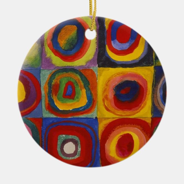 Kandinsky Farbstudie Quadrate Colourful Squares Ceramic Tree Decoration (Front)