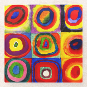Kandinsky Farbstudie Quadrate Squares Circles Art  Glass Coaster