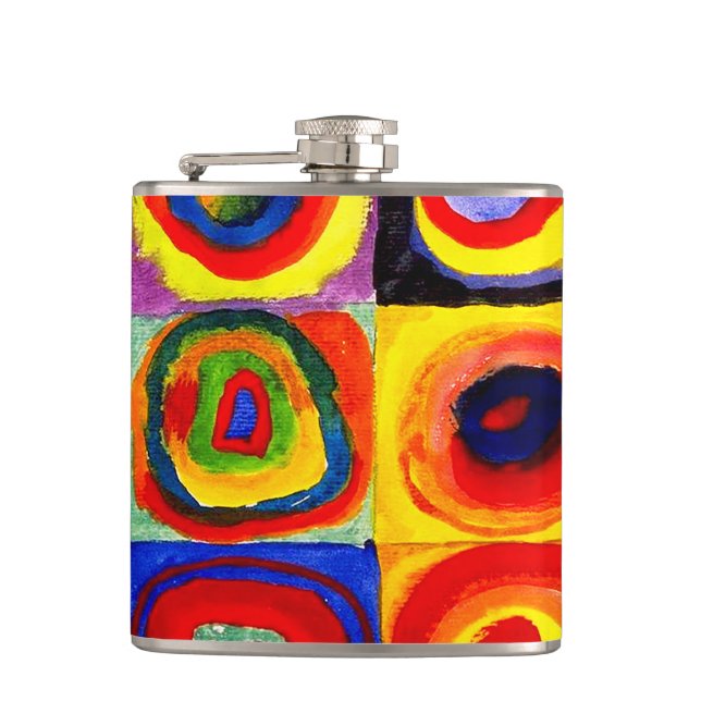 Kandinsky Farbstudie Quadrate Squares Circles Art  Hip Flask (Front)