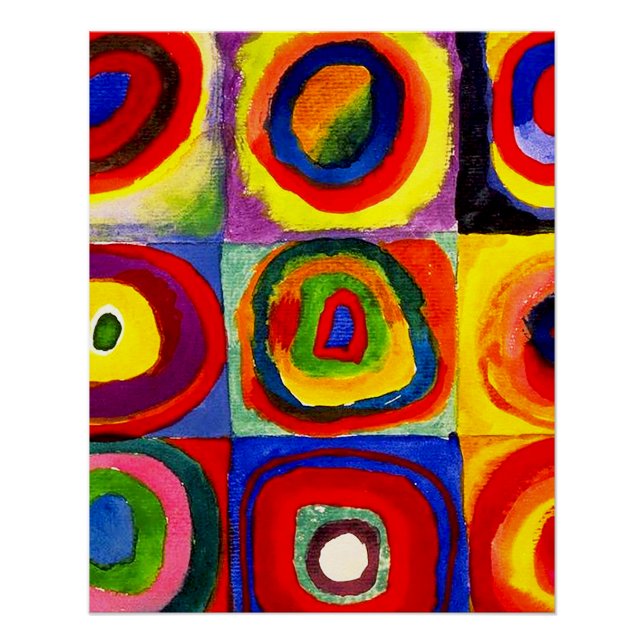 Kandinsky Farbstudie Quadrate Squares Circles Art  Poster (Front)