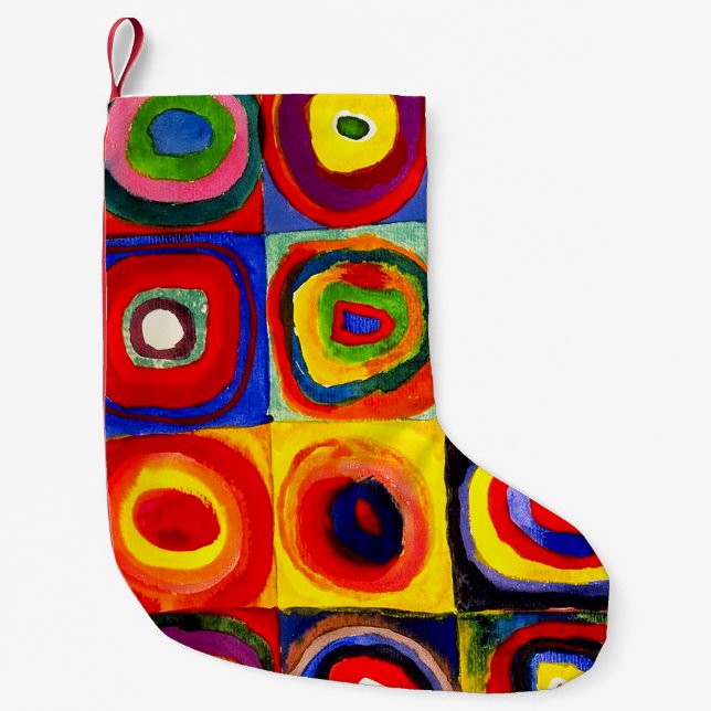 Kandinsky Farbstudie Quadrate Squares Circles Art  Small Christmas Stocking (Front)