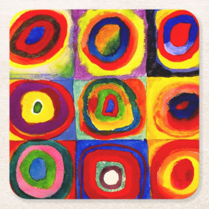 Kandinsky Farbstudie Quadrate Squares Circles Art  Square Paper Coaster