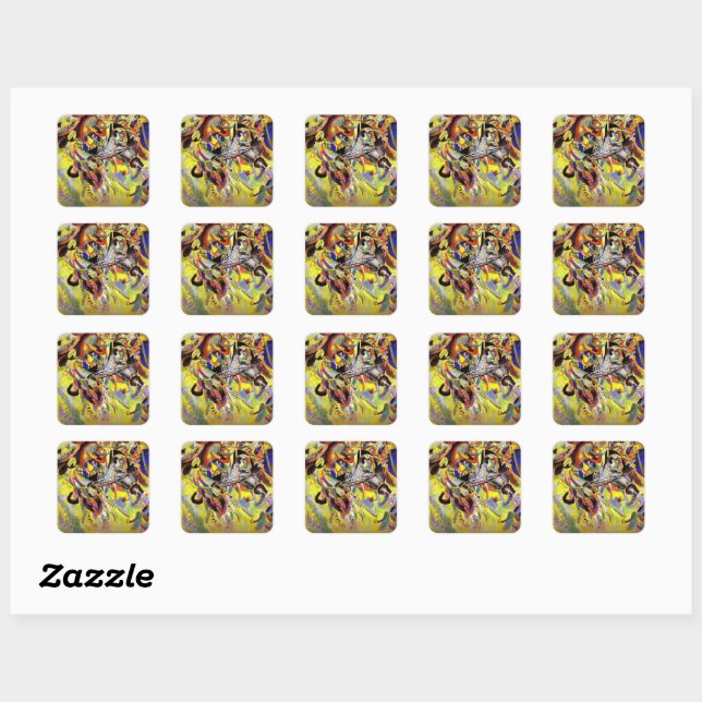 Kandinsky - Fugue, abstract painting, Square Sticker (Sheet)