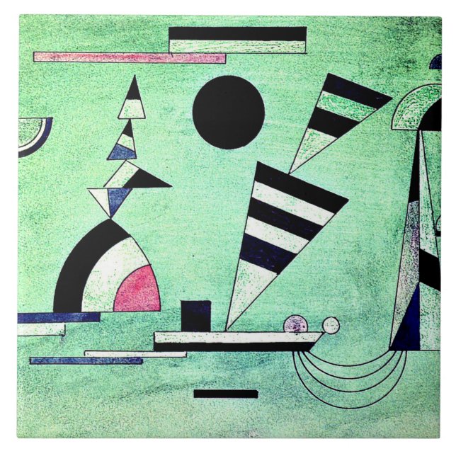 Kandinsky - Immersed in Green,  popular artwork,  Tile (Front)