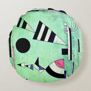 Kandinsky - Immersed in Green Round Cushion