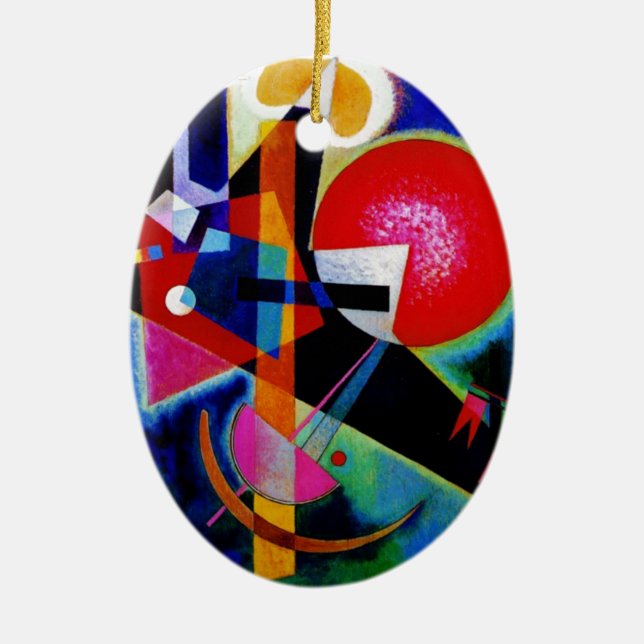 Kandinsky in Blue Abstract Painting Ceramic Tree Decoration (Front)