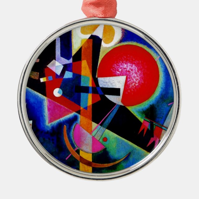Kandinsky in Blue Abstract Painting Metal Tree Decoration (Front)