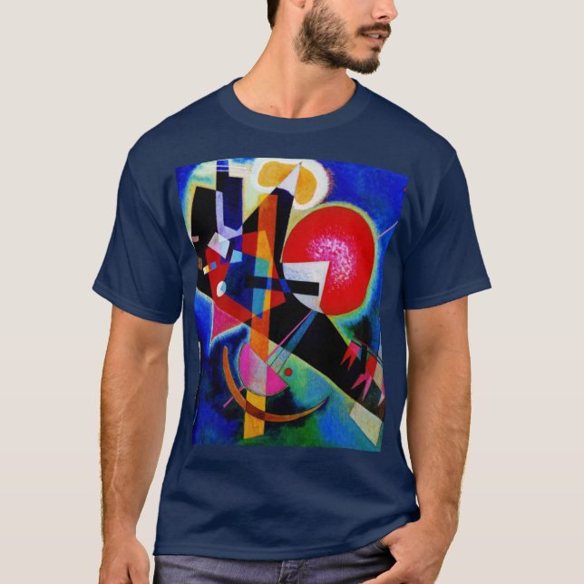 Kandinsky in Blue Abstract Painting Navy Blue T-Shirt (Front)