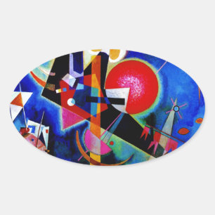 Kandinsky in Blue Abstract Painting Oval Sticker