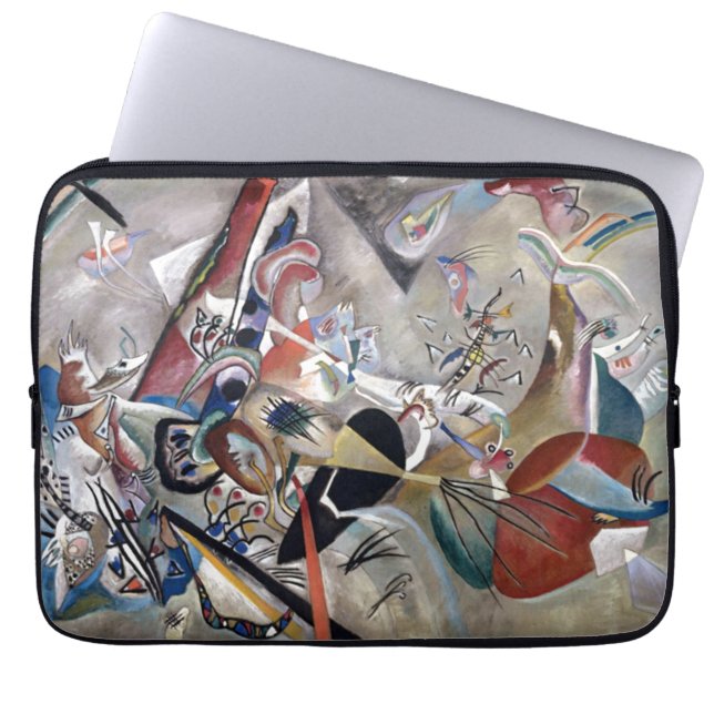 Kandinsky In Gray Abstract Artwork Laptop Sleeve (Front)