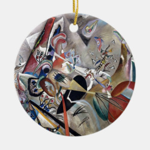 Kandinsky In Grey Abstract Artwork Ceramic Tree Decoration