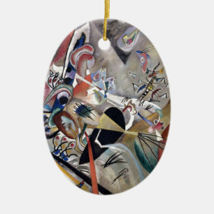 Kandinsky In Grey Abstract Artwork Ceramic Tree Decoration