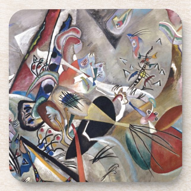 Kandinsky In Grey Abstract Artwork Coaster (Front)