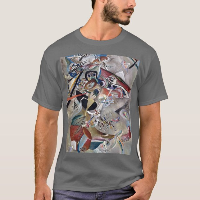 Kandinsky In Grey Abstract Artwork Dark Grey T-Shirt (Front)