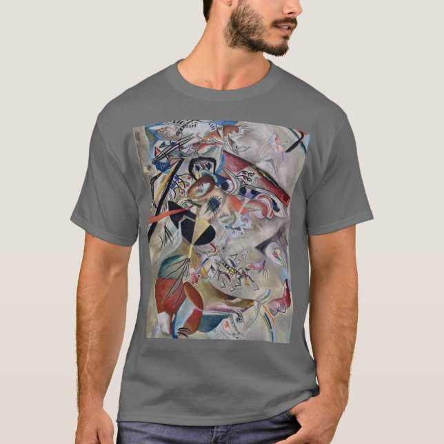 Kandinsky In Grey Abstract Artwork Dark Grey T-Shirt (Front)