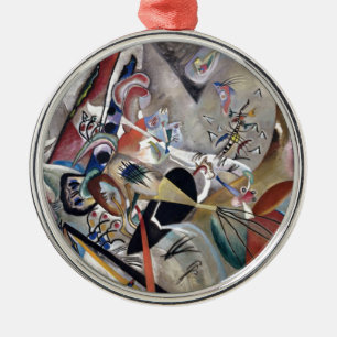 Kandinsky In Grey Abstract Artwork Metal Tree Decoration