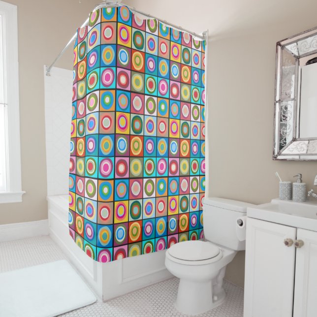 Kandinsky-Inspired Circles  Shower Curtain (In Situ)