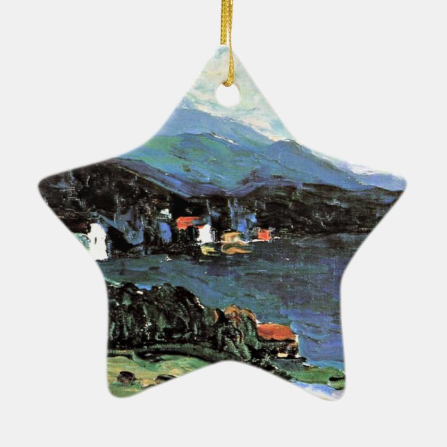 Kandinsky - Kochel, famous painting Ceramic Tree Decoration (Back)