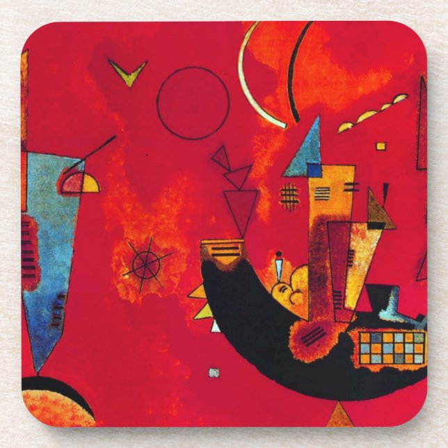 Kandinsky Mit und Gegen Red Abstract Painting Coaster (Front)