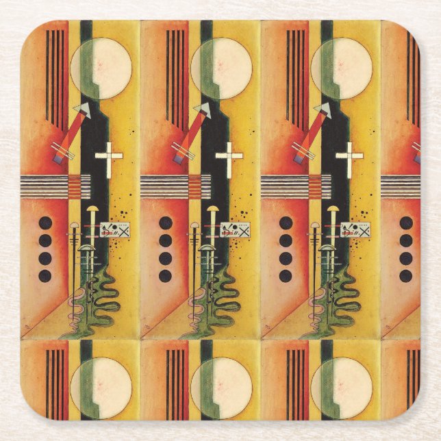 Kandinsky Modern Abstract Painting Artwork Square Paper Coaster (Front)