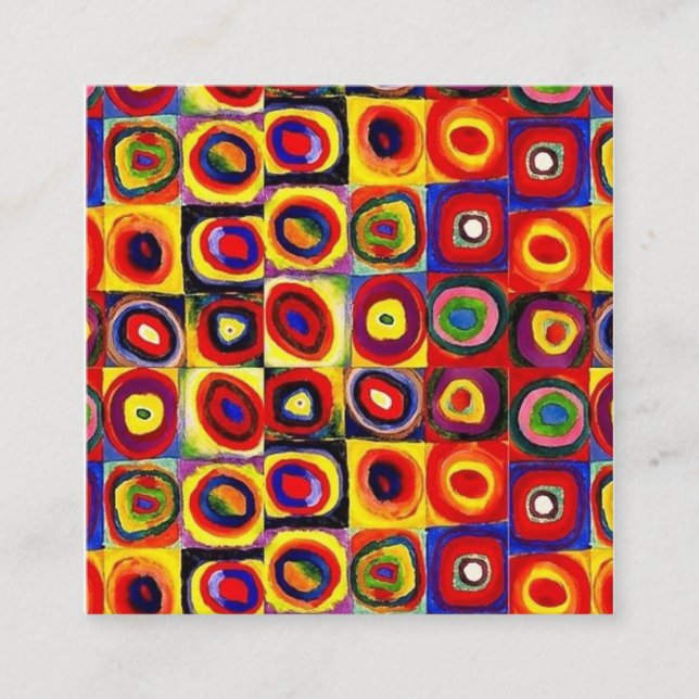Kandinsky Modern Squares Circles Colourful Square Business Card (Front)