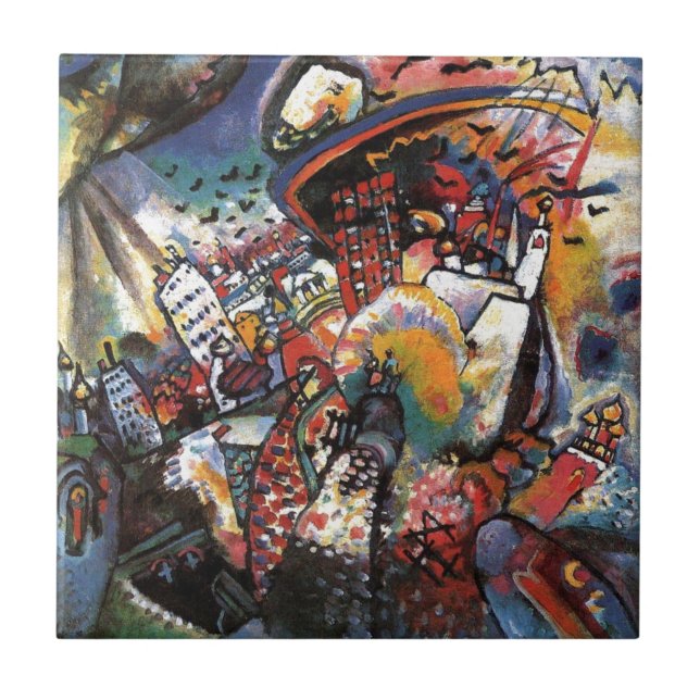 Kandinsky Moscow I Cityscape Abstract Painting Tile (Front)
