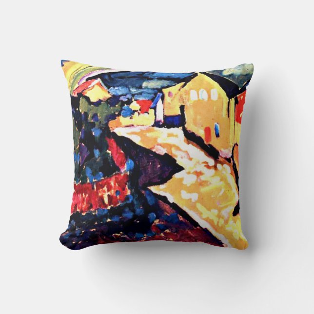 Kandinsky - Murnau with Rainbow, landscape art Cushion (Front)