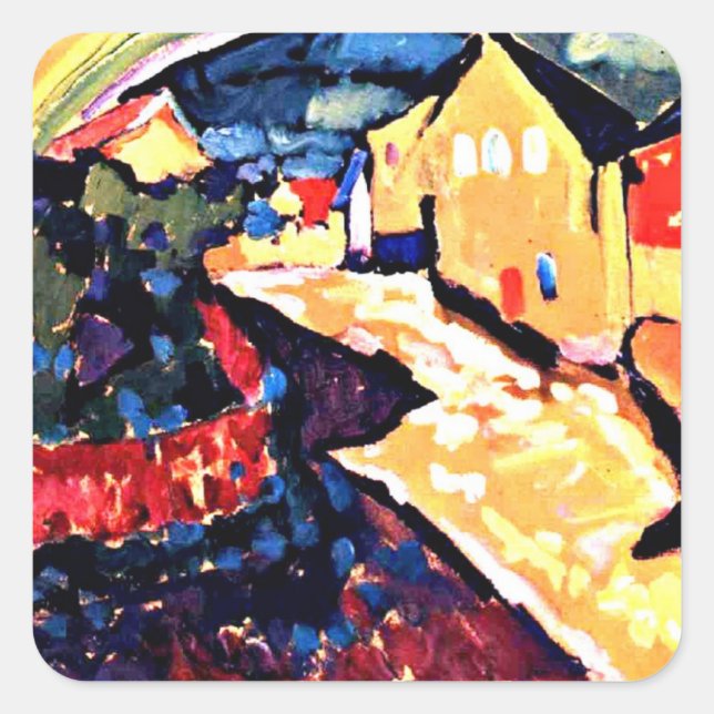 Kandinsky - Murnau with Rainbow,  Square Sticker (Front)