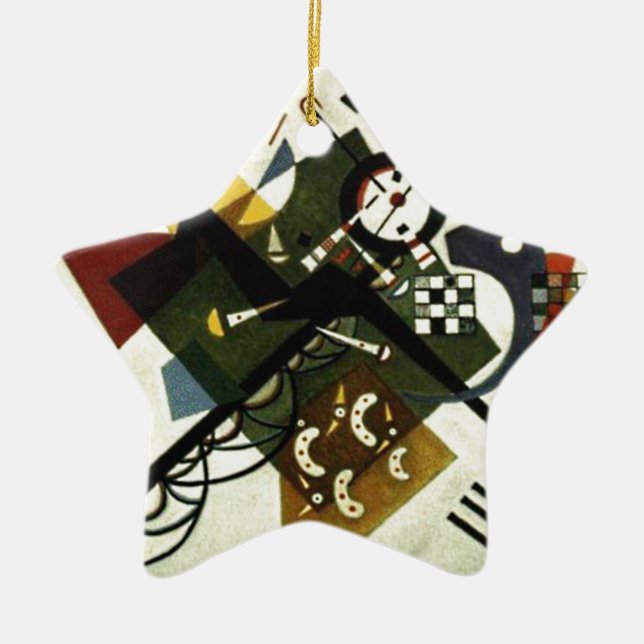 Kandinsky On White II Ceramic Tree Decoration (Front)