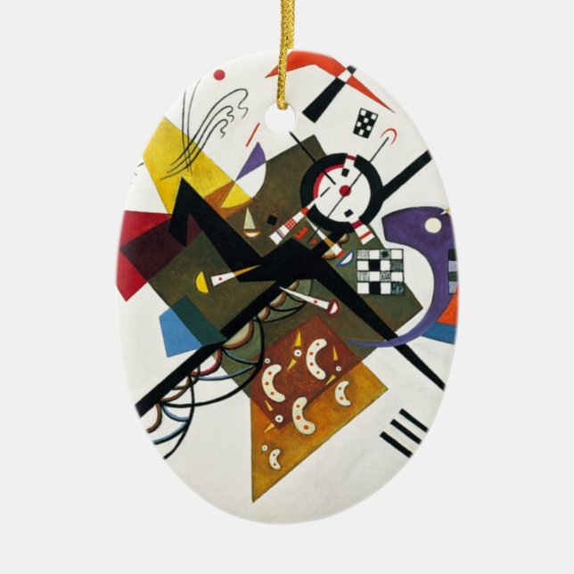 Kandinsky On White Two Abstract Painting Ceramic Tree Decoration (Front)