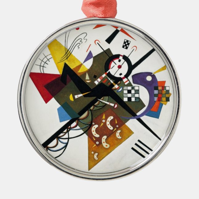 Kandinsky On White Two Abstract Painting Metal Tree Decoration (Front)