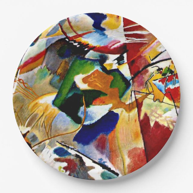 Kandinsky - Painting with Green Centre Paper Plate (Front)