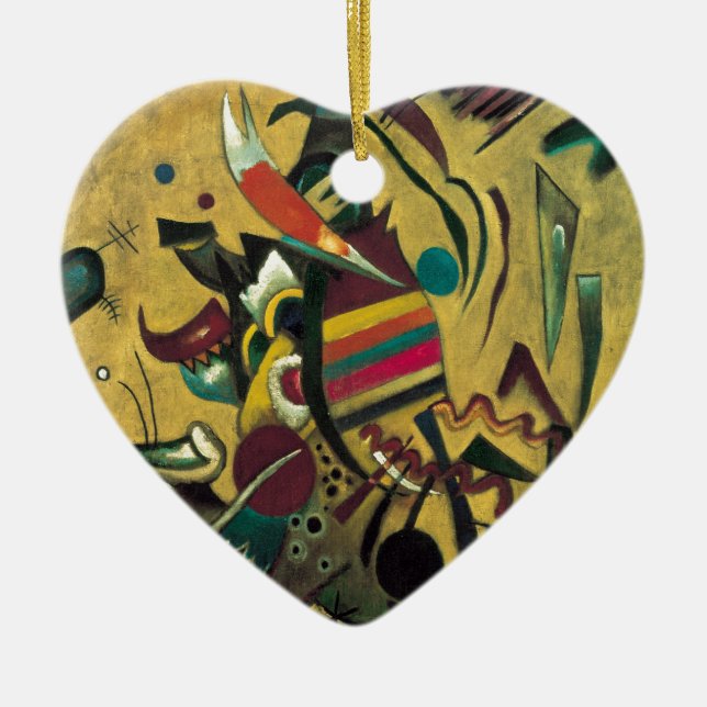 Kandinsky Points Abstract Canvas Painting Ceramic Tree Decoration (Front)