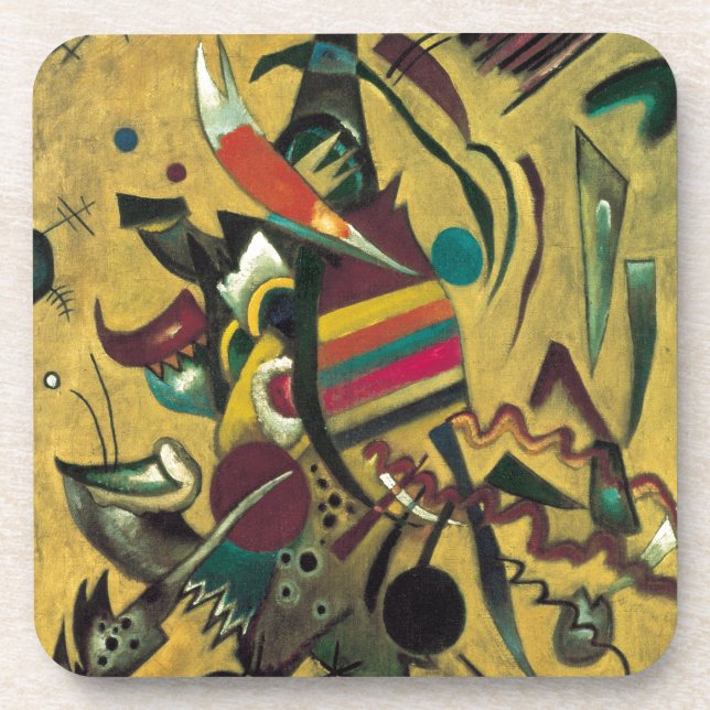 Kandinsky Points Abstract Canvas Painting Coaster (Front)
