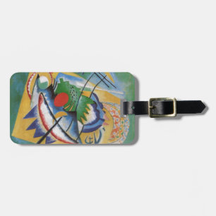 Kandinsky Red Oval Abstract Artwork Green Yellow Luggage Tag