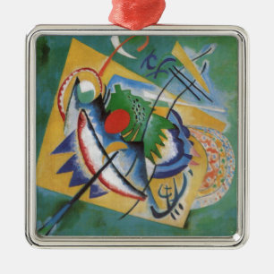 Kandinsky Red Oval Abstract Artwork Green Yellow Metal Tree Decoration